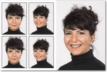 Musterfoto Passbild-Set mit Passfotos mit Lächeln